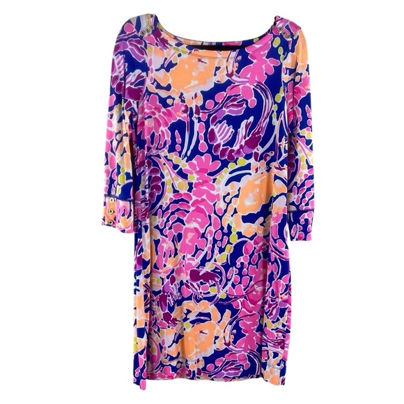 Lilly Pulitzer Sophie Catch Release Bright Colorful Crab Lobster Mini Dress Sz M - Picture 1 of 11